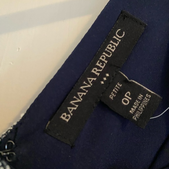 Dark Navy Blue and Off White tweed Banana Republic Petite Dress Size 0 - Picture 4 of 6